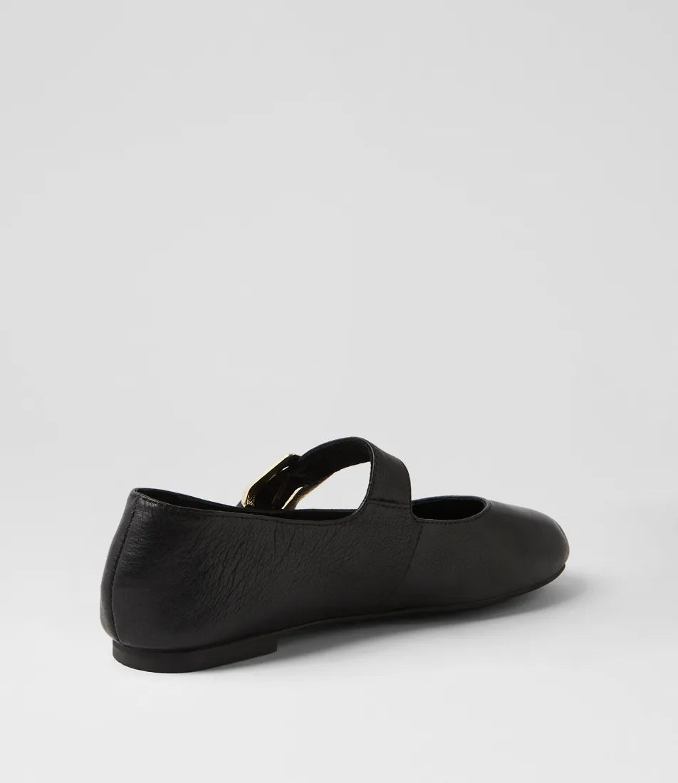 Ranilla Black Leather Flat Shoes - - Beechworth Emporium
