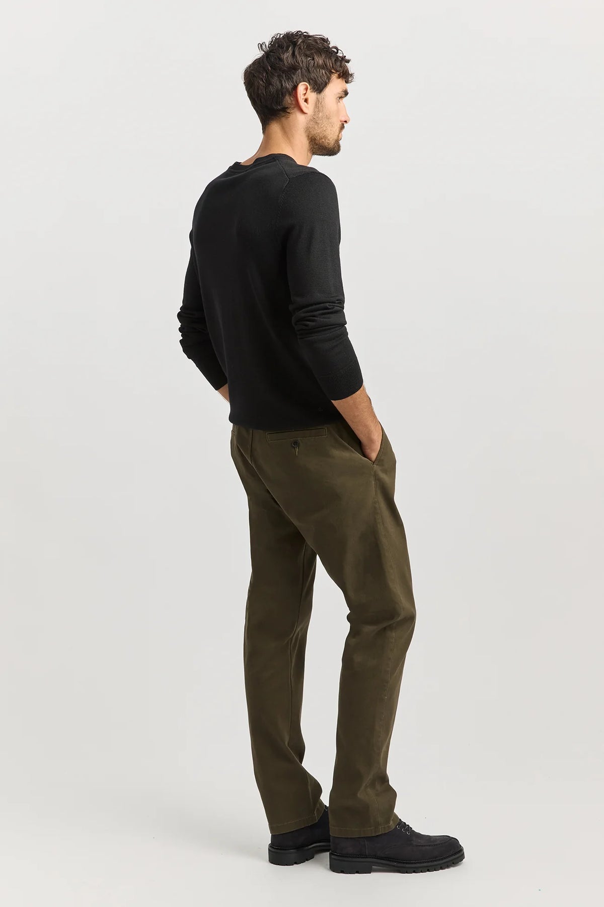 Regular Cotton Twill Chino | Dark Olive