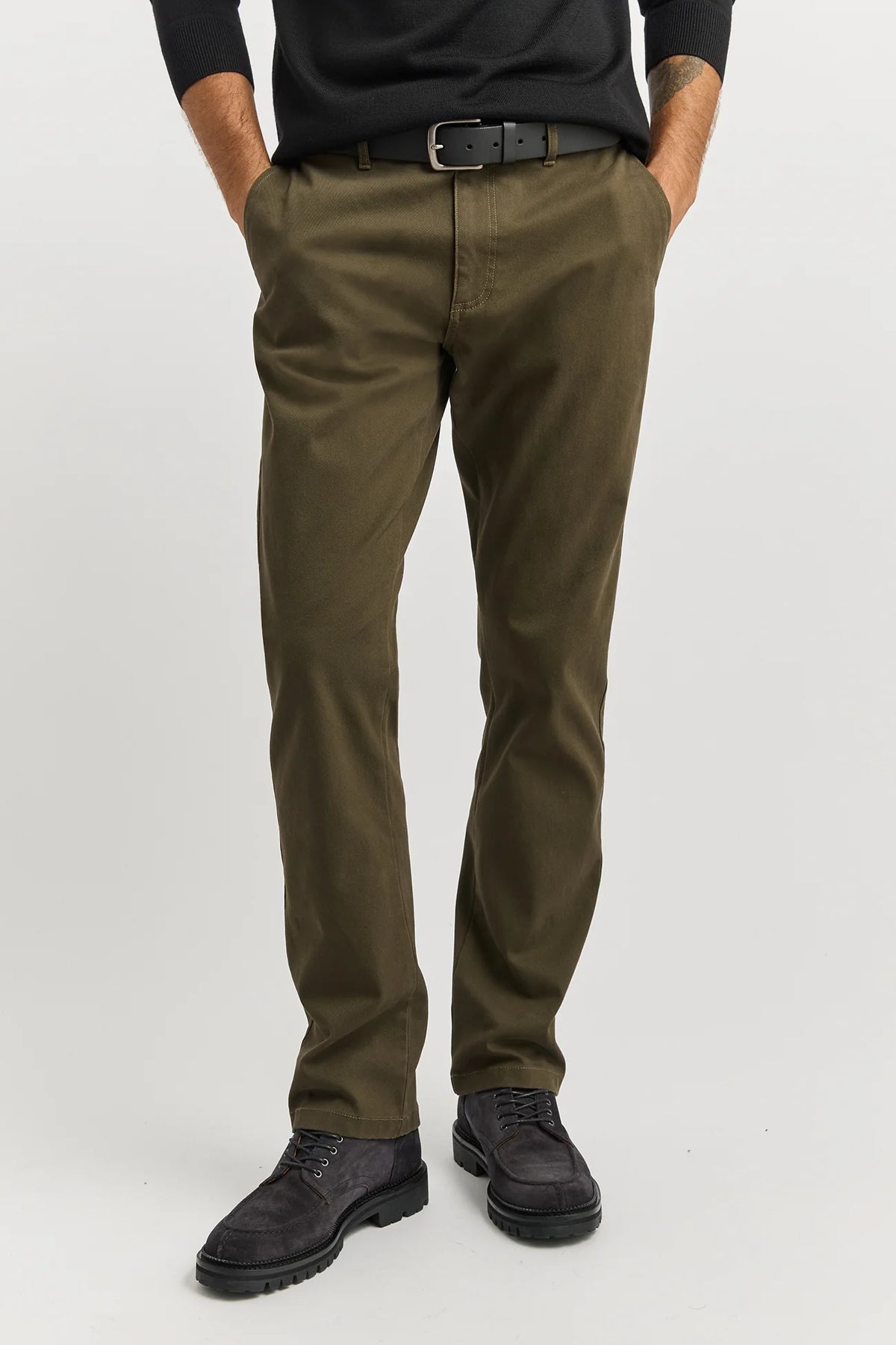 Regular Cotton Twill Chino | Dark Olive