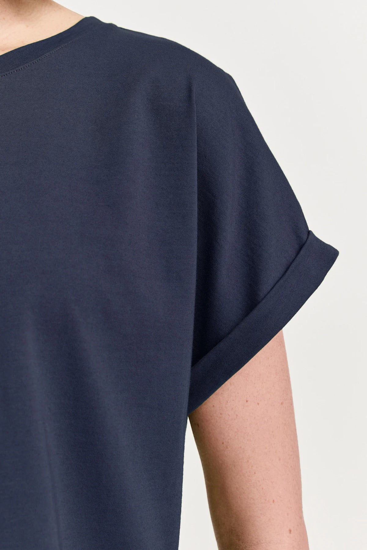Roll Sleeve Tee Organic Cotton | Navy