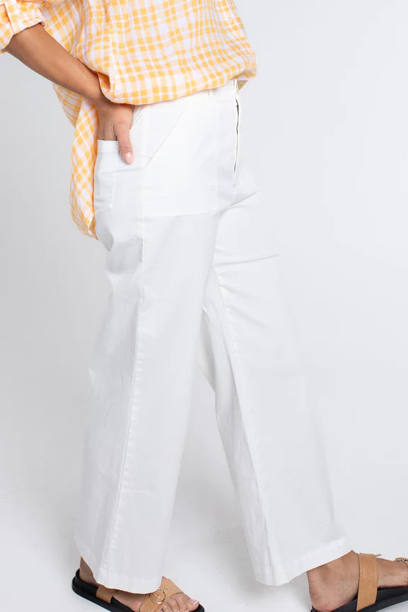 Wide Leg Pant | White - Hut Clothing - Beechworth Emporium