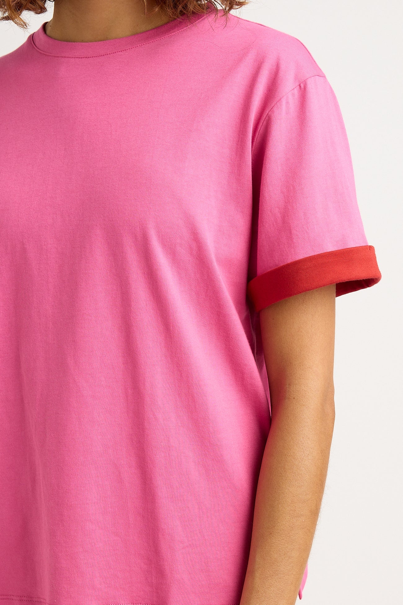 Supima® Contrast Sleeve Tee | Amaranth -  - Beechworth Emporium