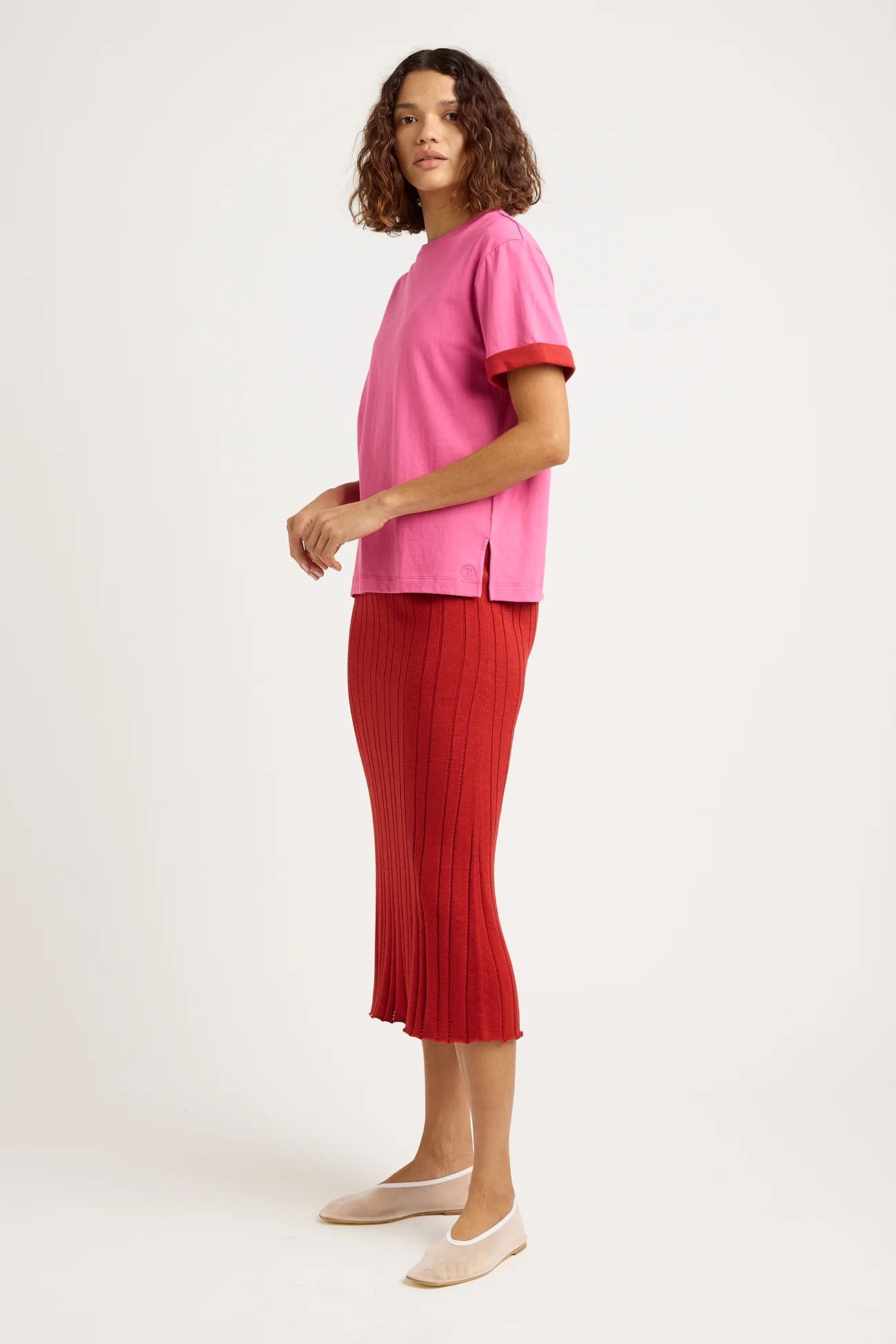 Supima® Contrast Sleeve Tee | Amaranth -  - Beechworth Emporium