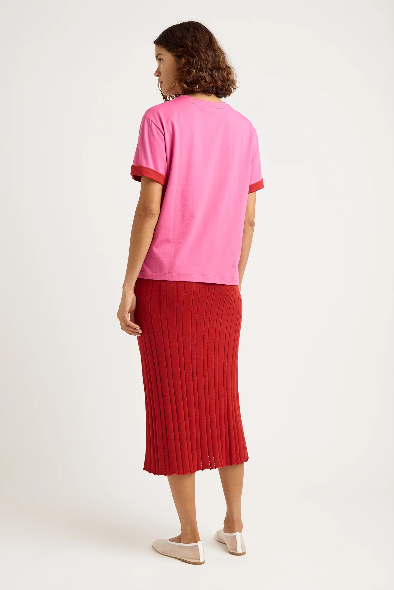 Supima® Contrast Sleeve Tee | Amaranth -  - Beechworth Emporium