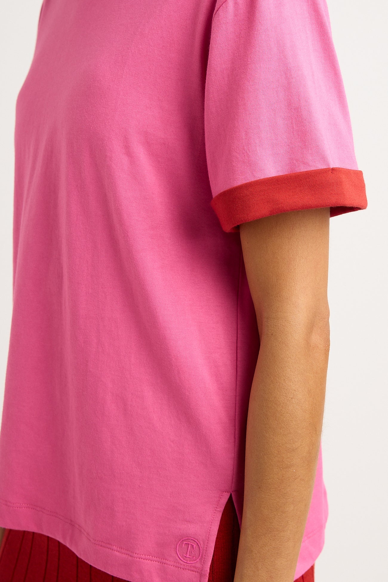 Supima® Contrast Sleeve Tee | Amaranth -  - Beechworth Emporium