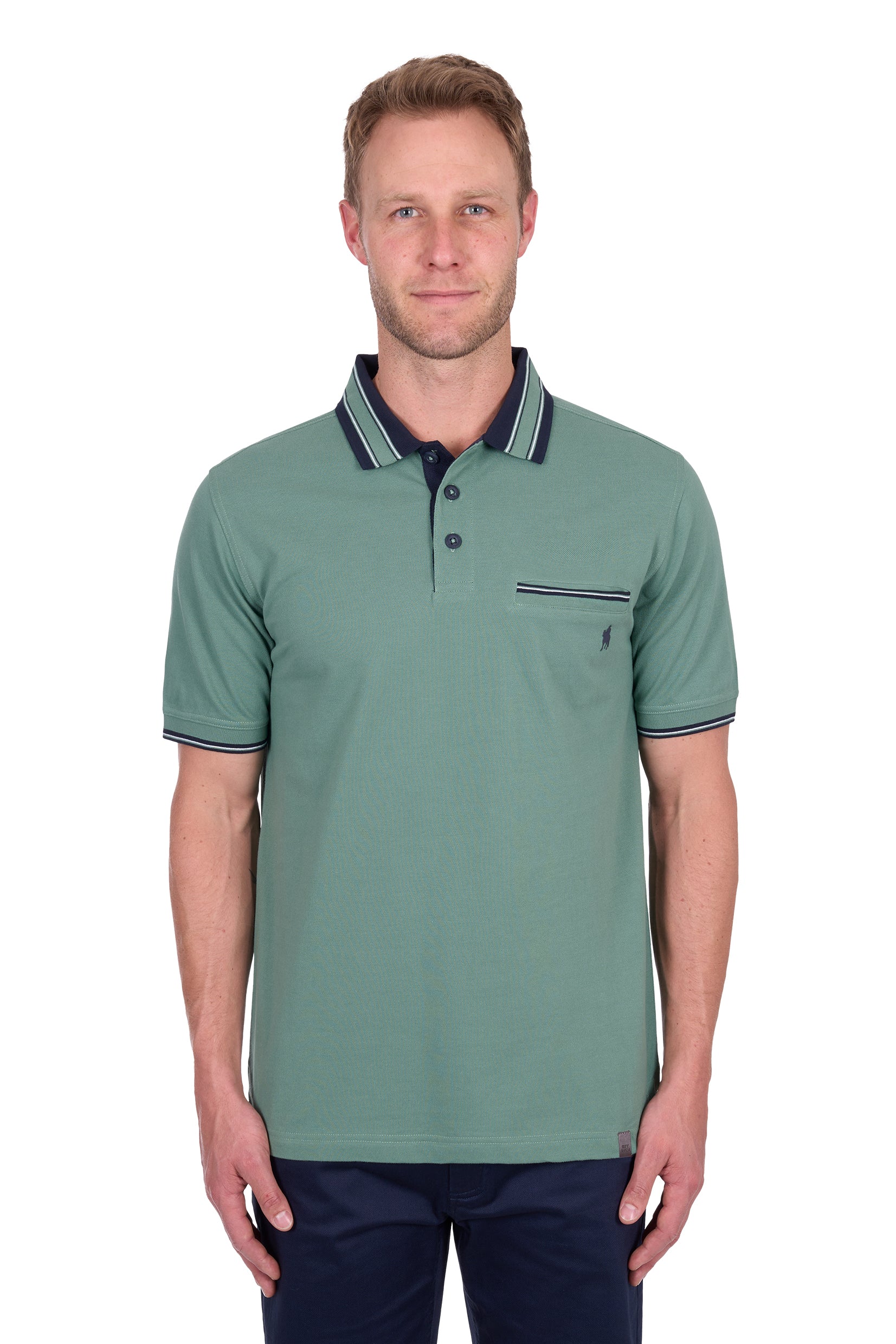 Ben Tailored 1 Pocket Short Sleeve Polo | Sage