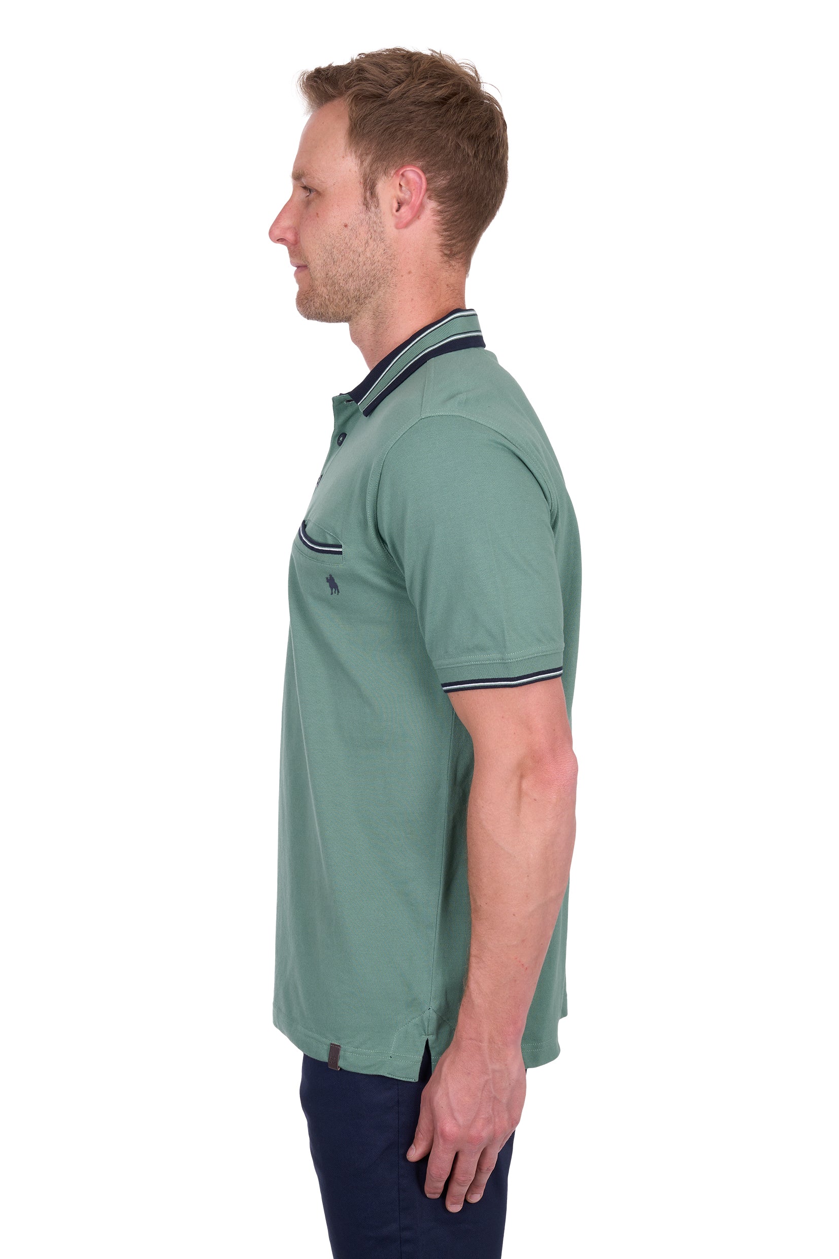 Ben Tailored 1 Pocket Short Sleeve Polo | Sage