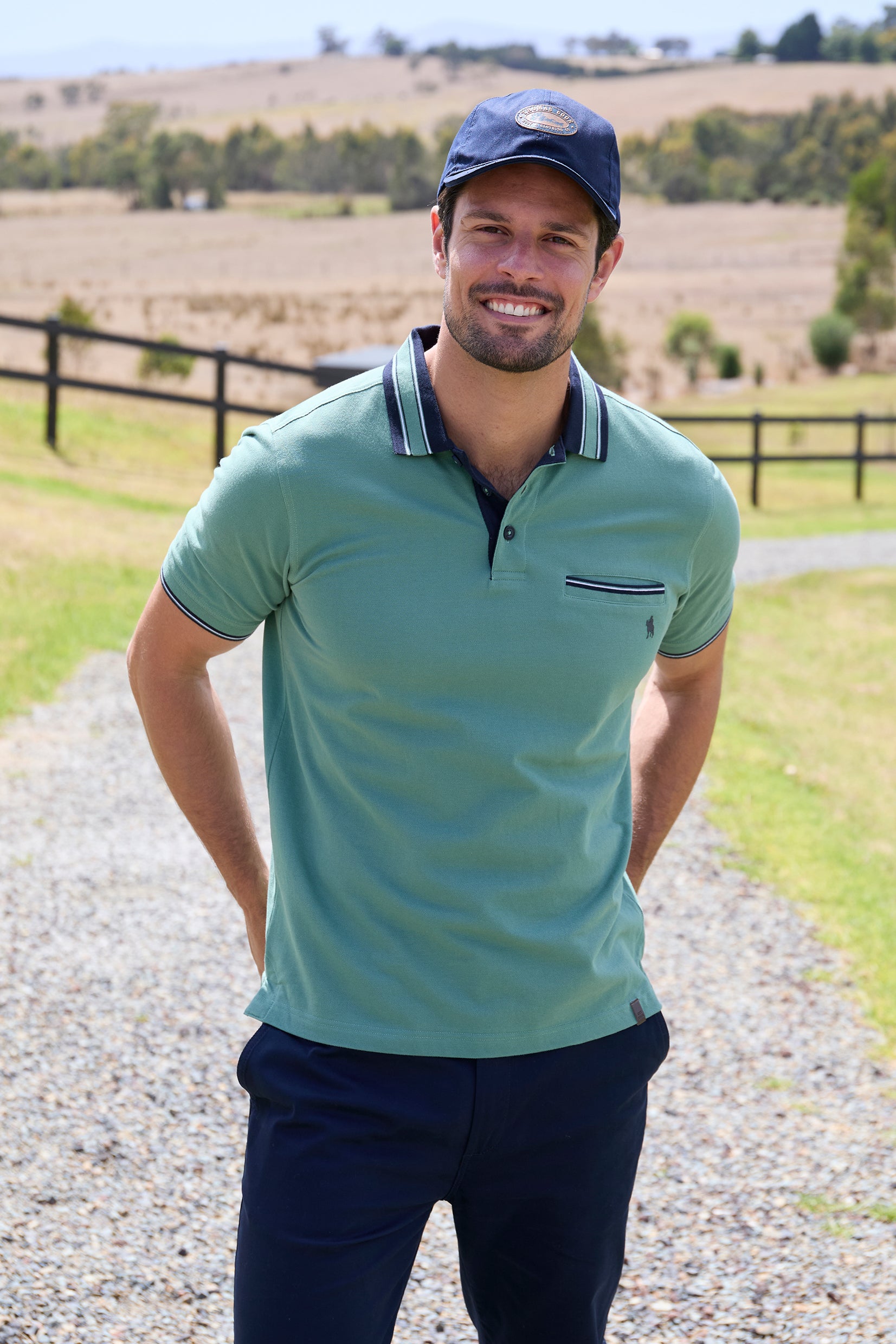 Ben Tailored 1 Pocket Short Sleeve Polo | Sage