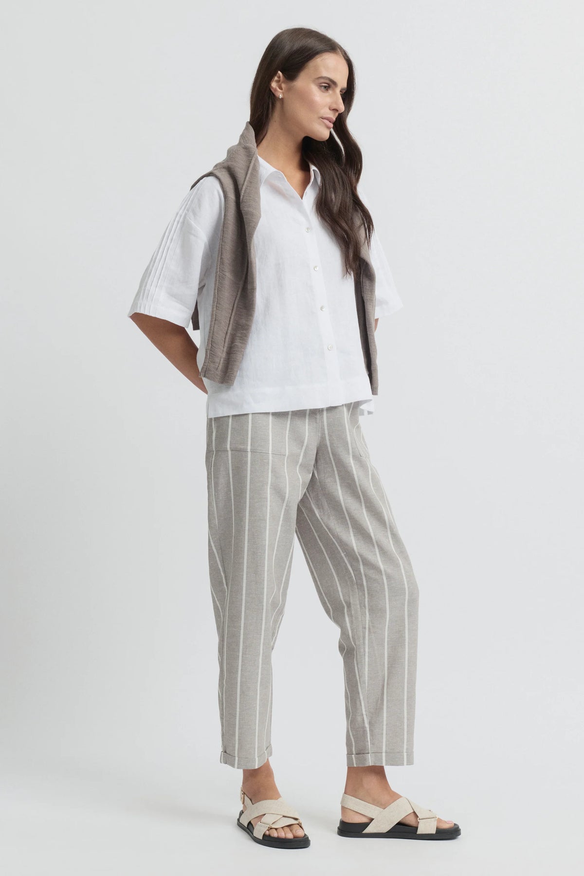 Tirari Short Sleeve Linen Essence Shirt | White