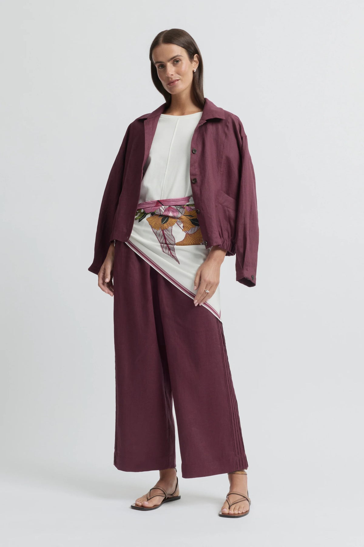 Tirari Pintuck Pant | Raisin
