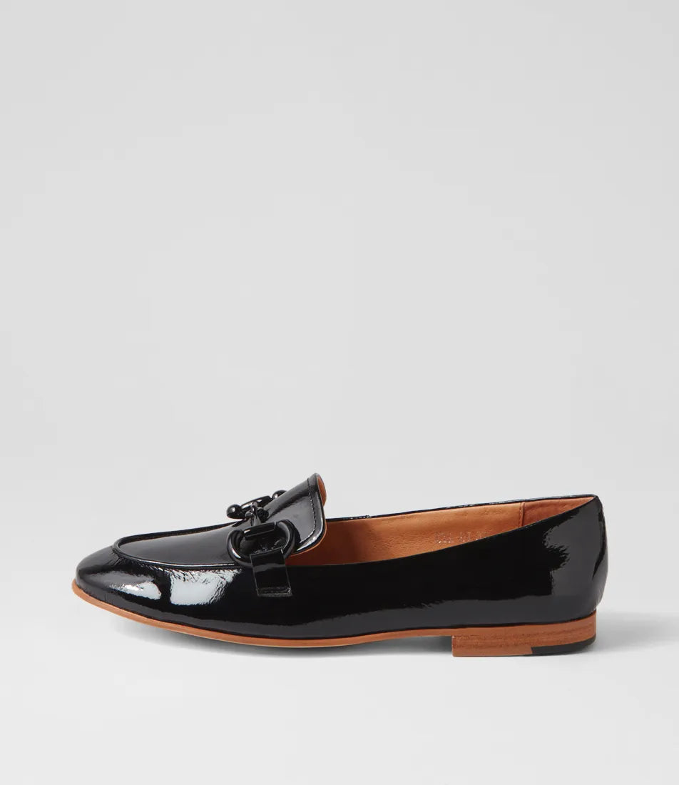 Uta Black Patent Leather Loafers - Django &amp; Juliette - Beechworth Emporium