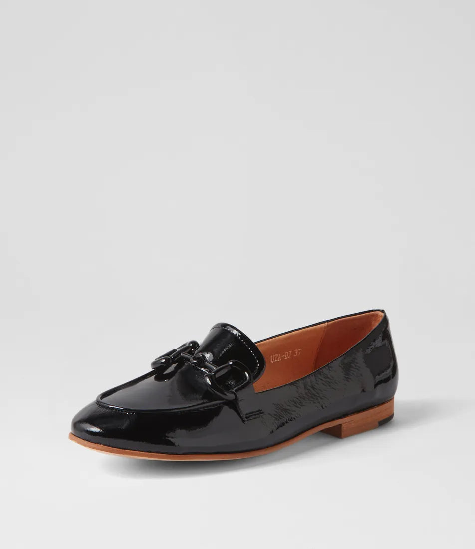 Uta Black Patent Leather Loafers - Django & Juliette - Beechworth Emporium