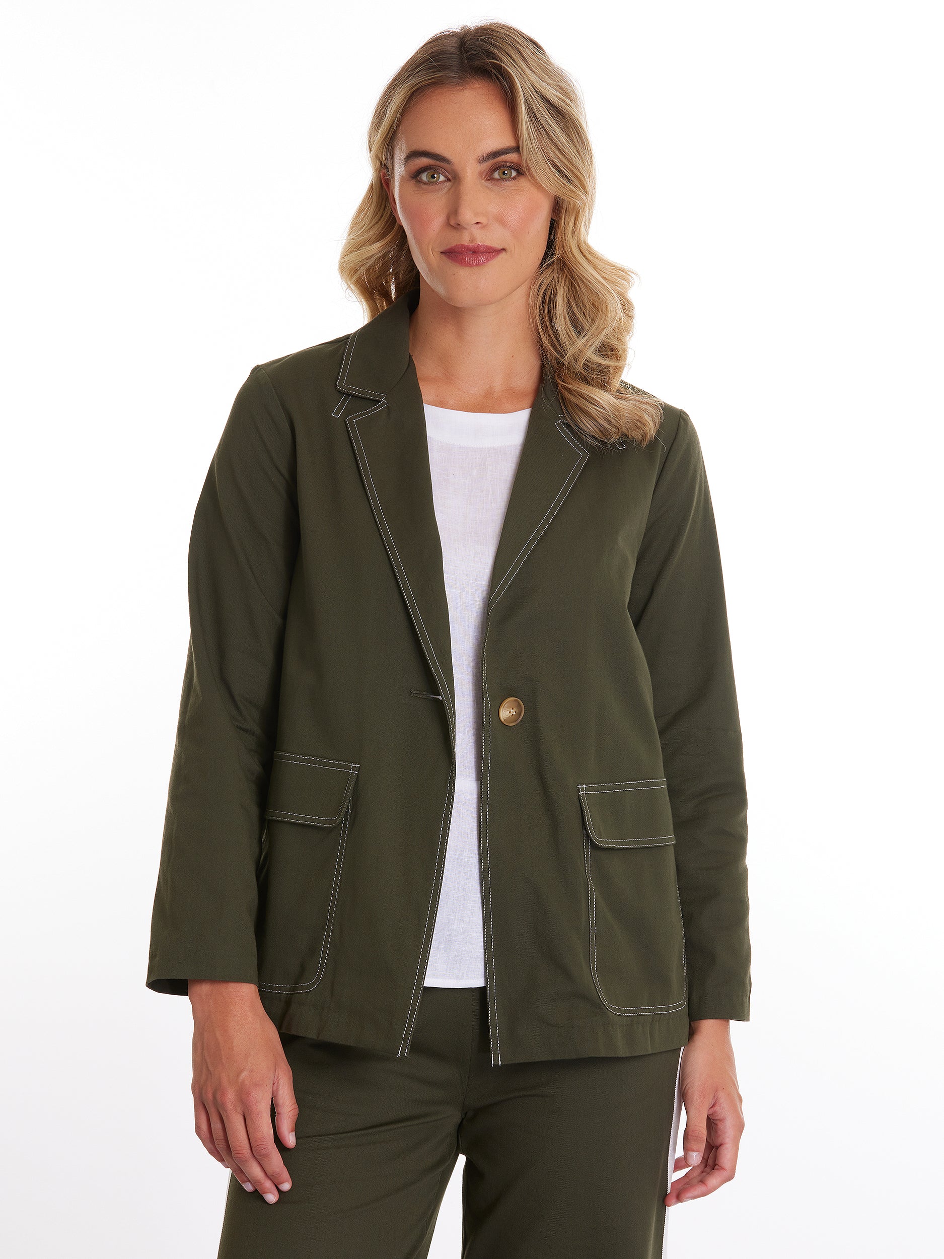 Cotton Blend Top Stitch Jacket - Marco Polo - Beechworth Emporium