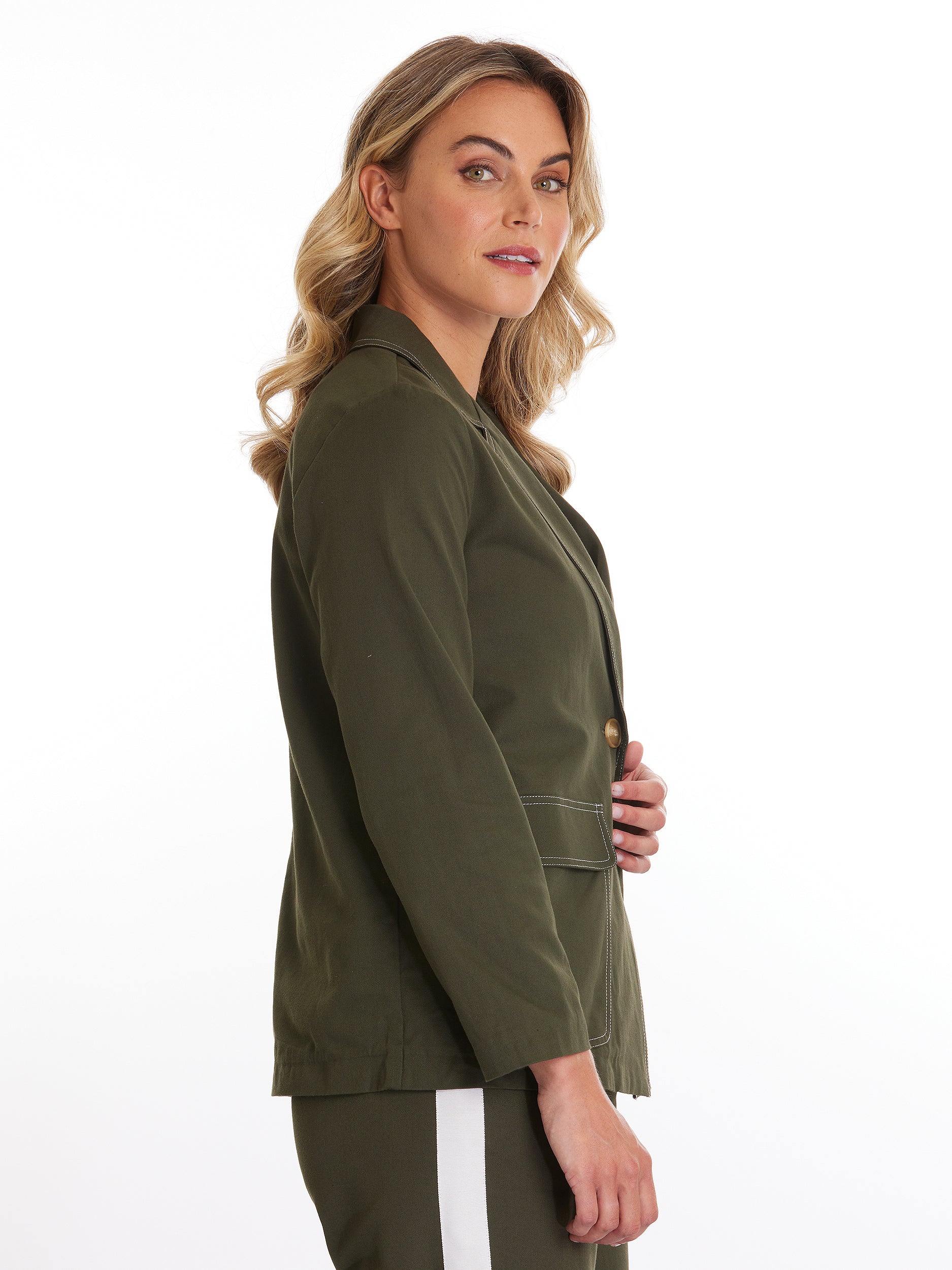 Cotton Blend Top Stitch Jacket - Marco Polo - Beechworth Emporium