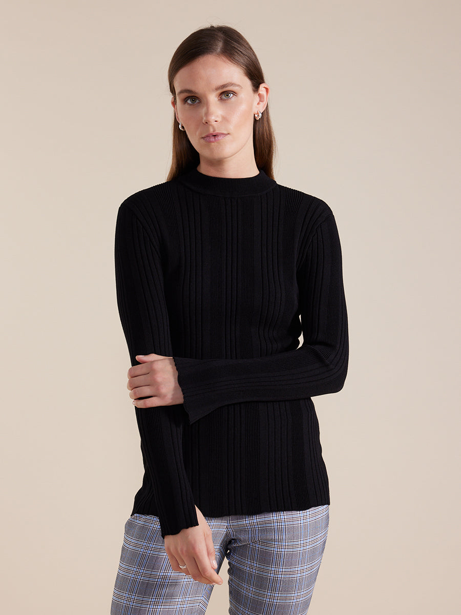 Essential Rib Knit Top | Black - Marco Polo - Beechworth Emporium