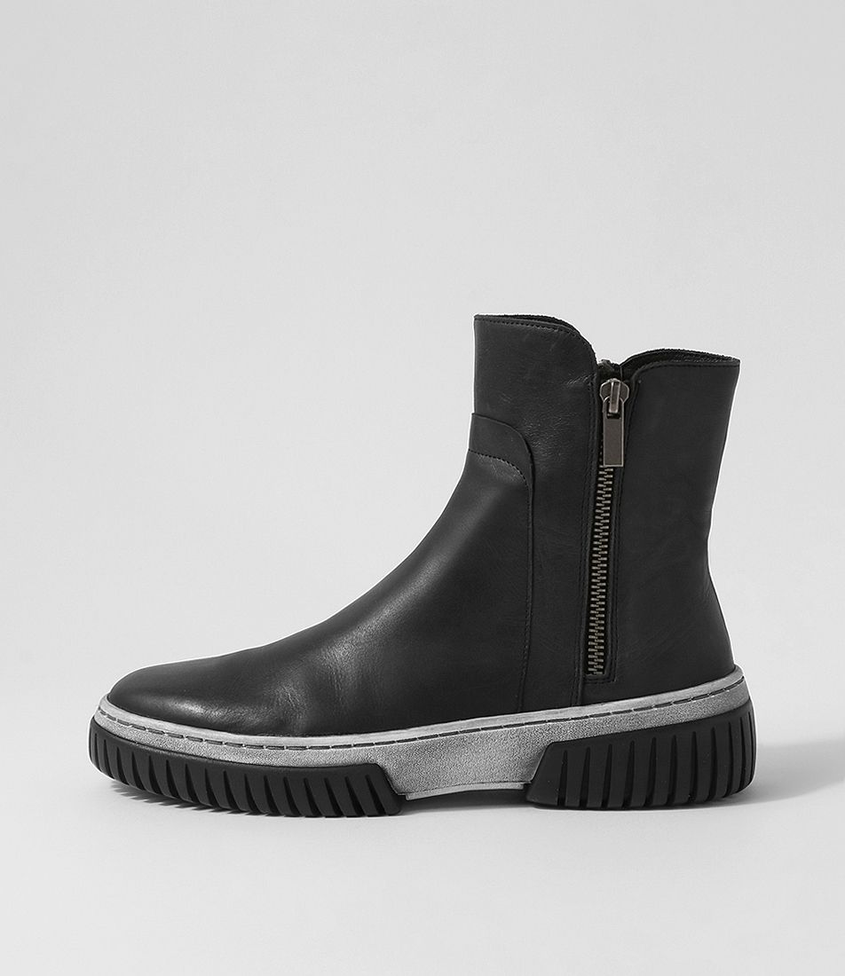 Yeliza Black White Gum Sole Leather Ankle Boot - Django & Juliette - Beechworth Emporium