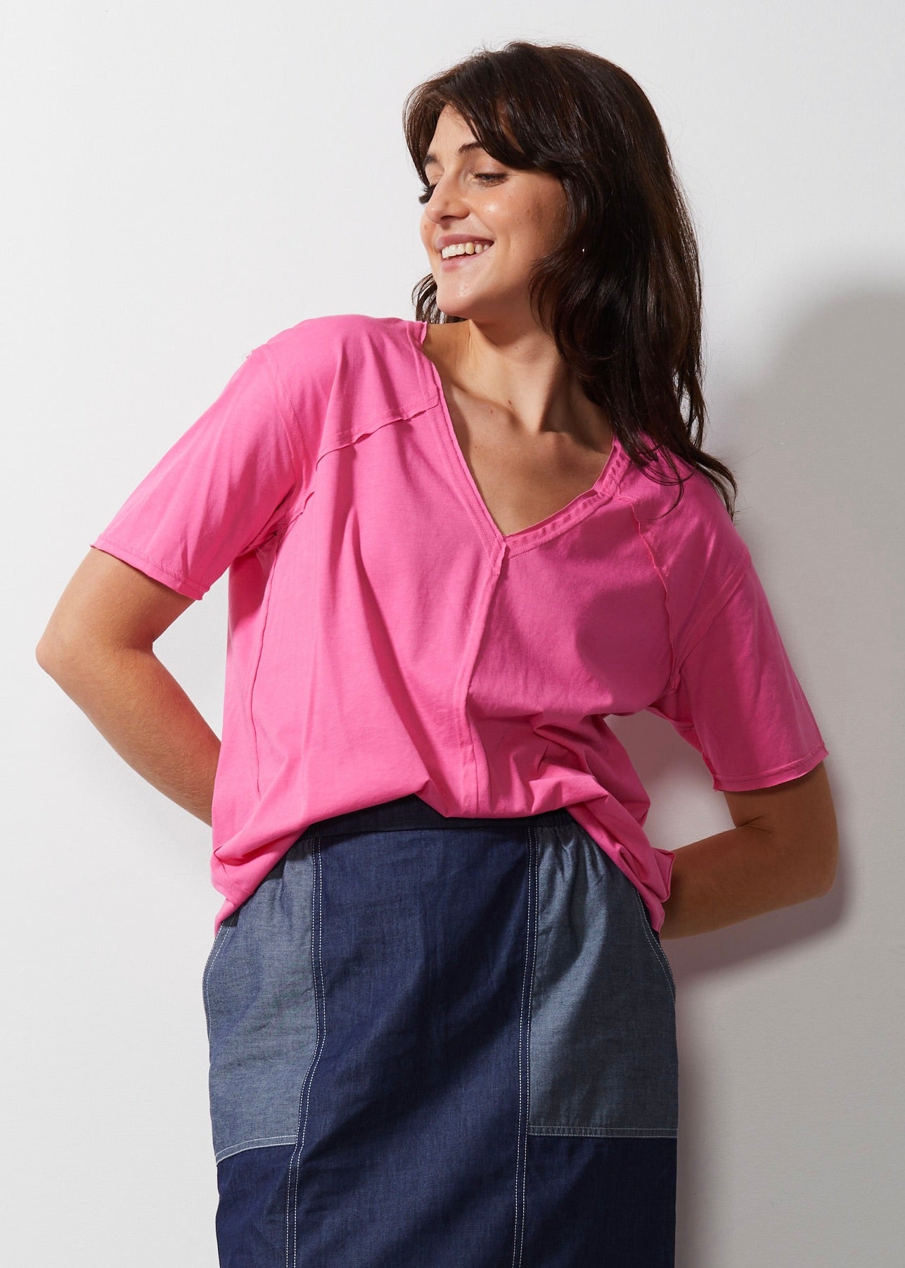 V Neck Tee | Hot Pink -  - Beechworth Emporium