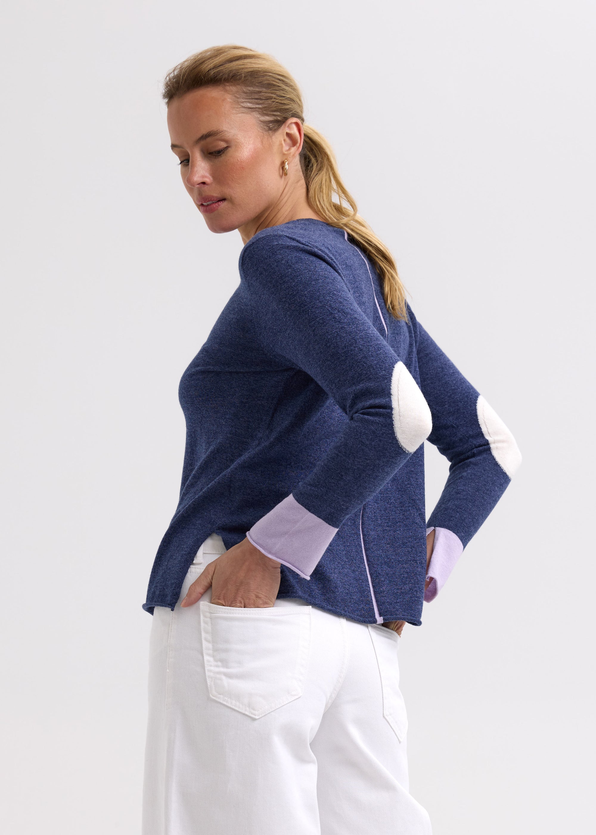 Elbow Patch Jumper | Denim