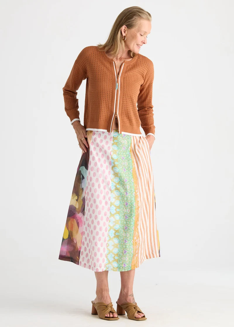 Pointelle Zip Cardi | Toffee