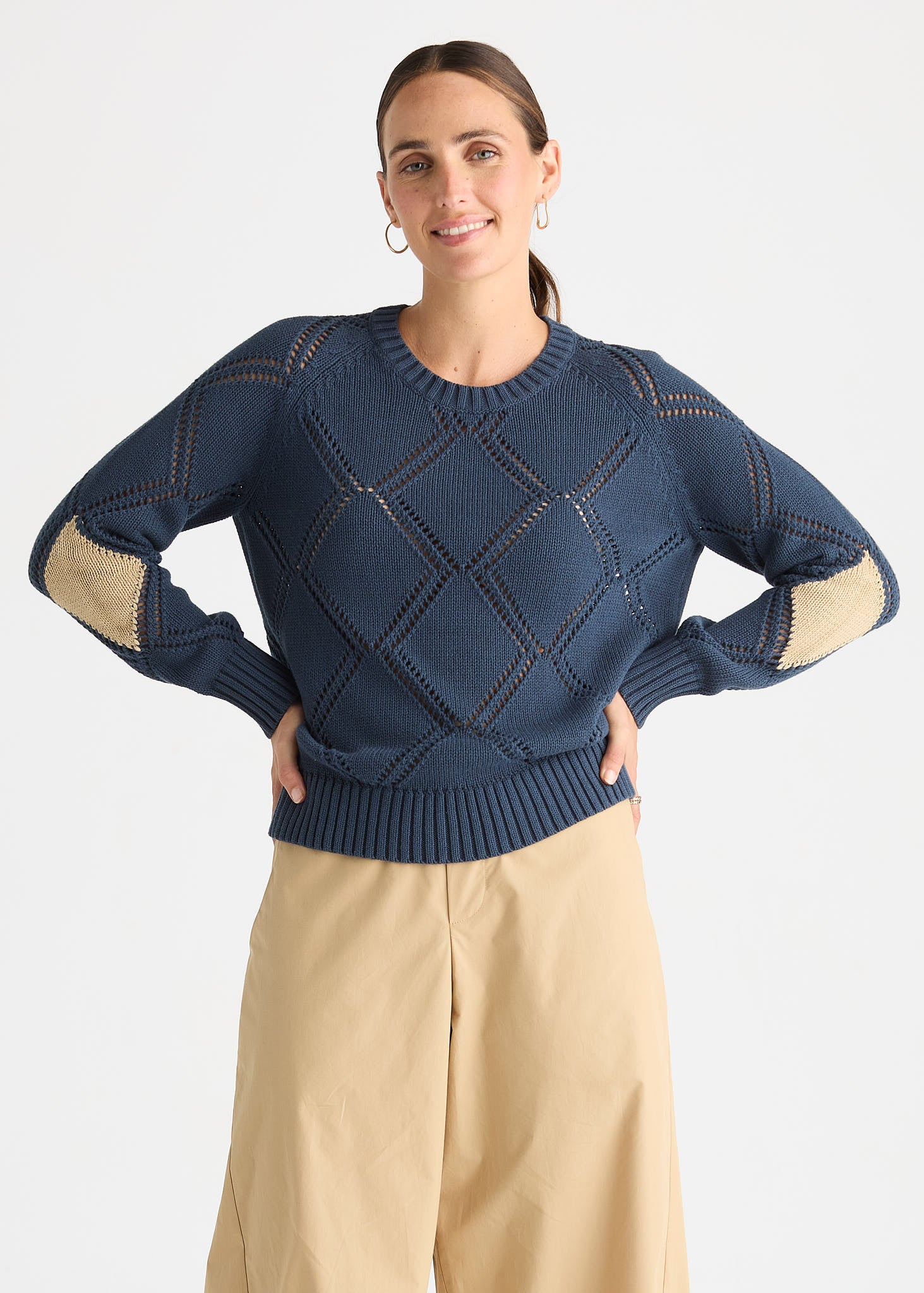 Diamond Detail Jumper | Marine