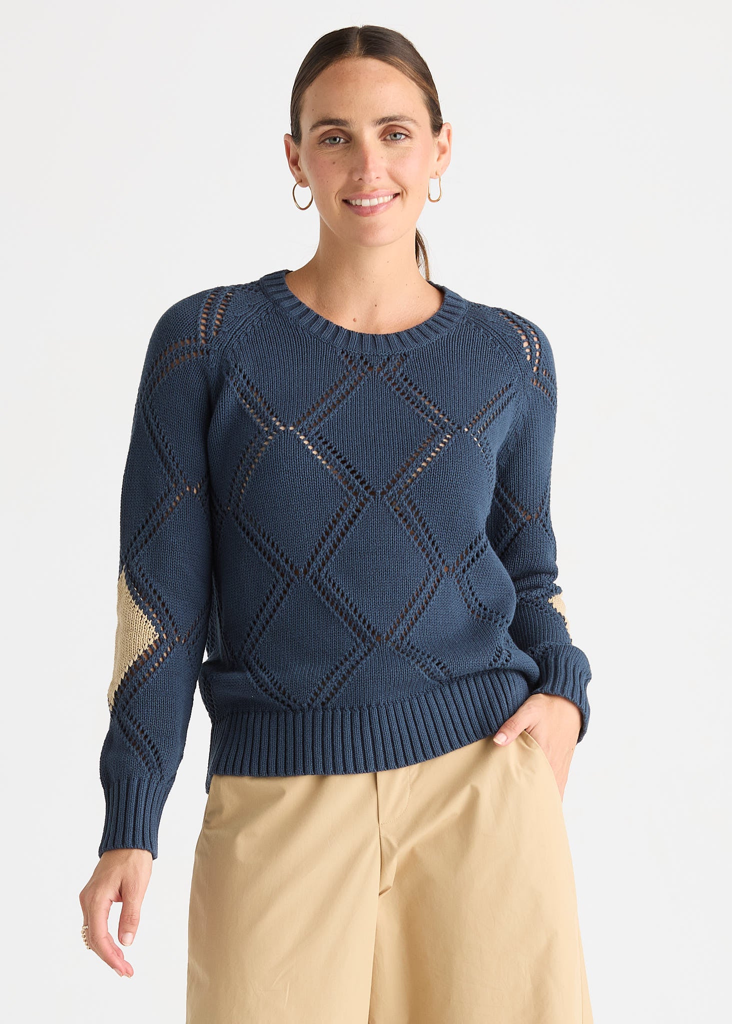 Diamond Detail Jumper | Marine
