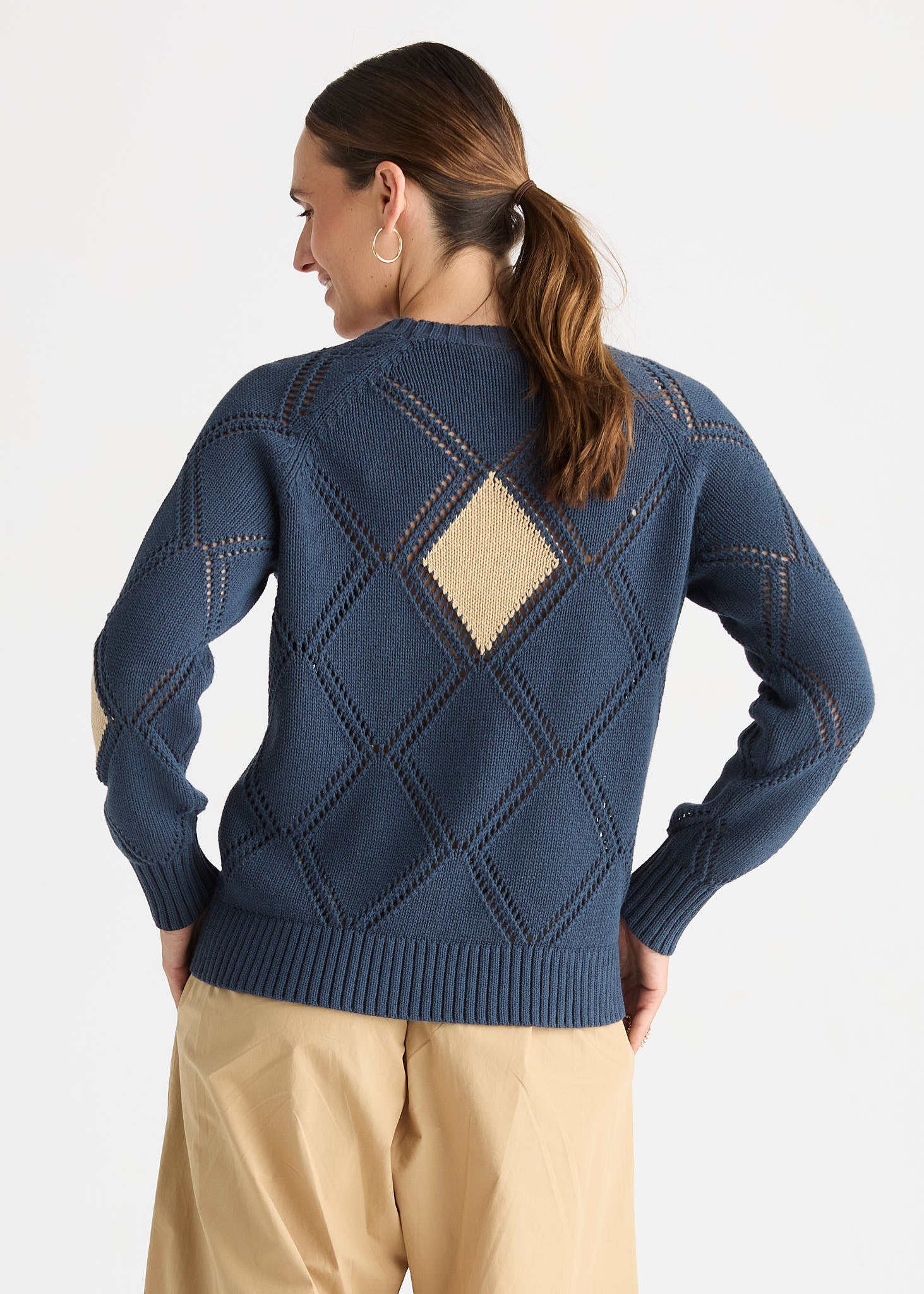 Diamond Detail Jumper | Marine