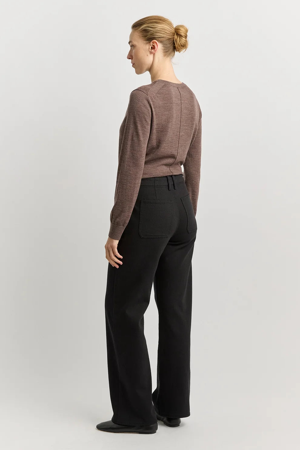 Wide Leg Merino Denim Jean | Black