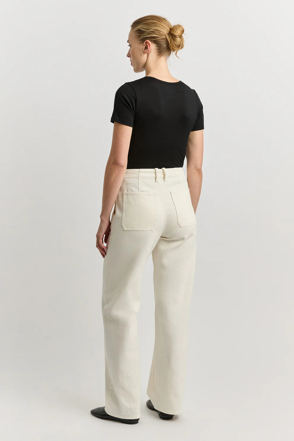 Wide Leg Merino Denim Jean | Ecru