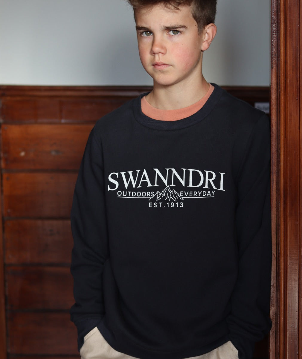 Kids Highgate Fleece Crew | Navy/White - Swanndri - Beechworth Emporium