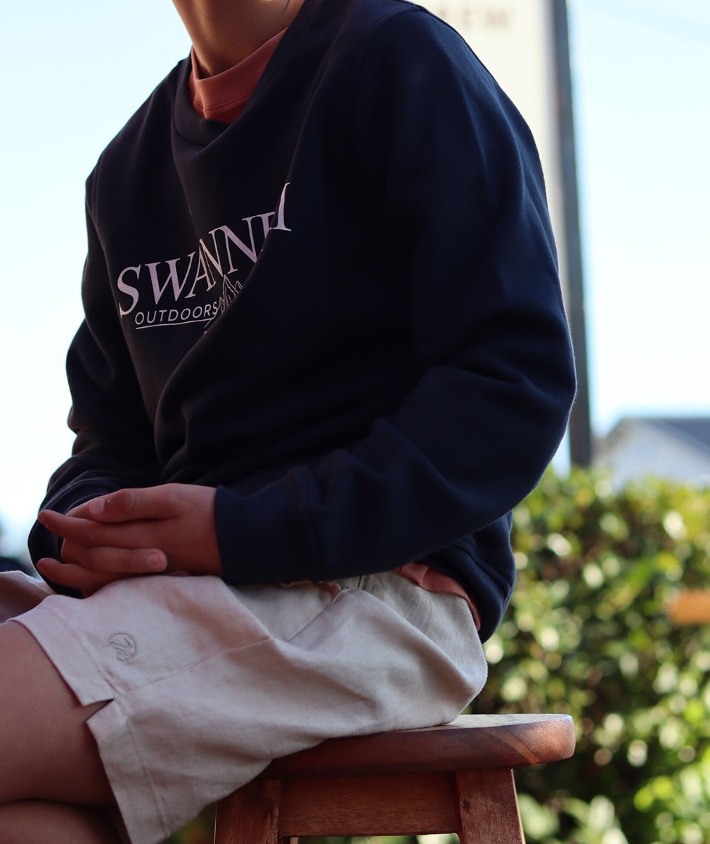 Kids Highgate Fleece Crew | Navy/White - Swanndri - Beechworth Emporium