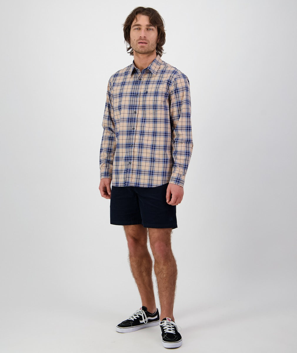 Glenpark Long Sleeve Shirt | Pebble/Navy Check - Swanndri - Beechworth Emporium