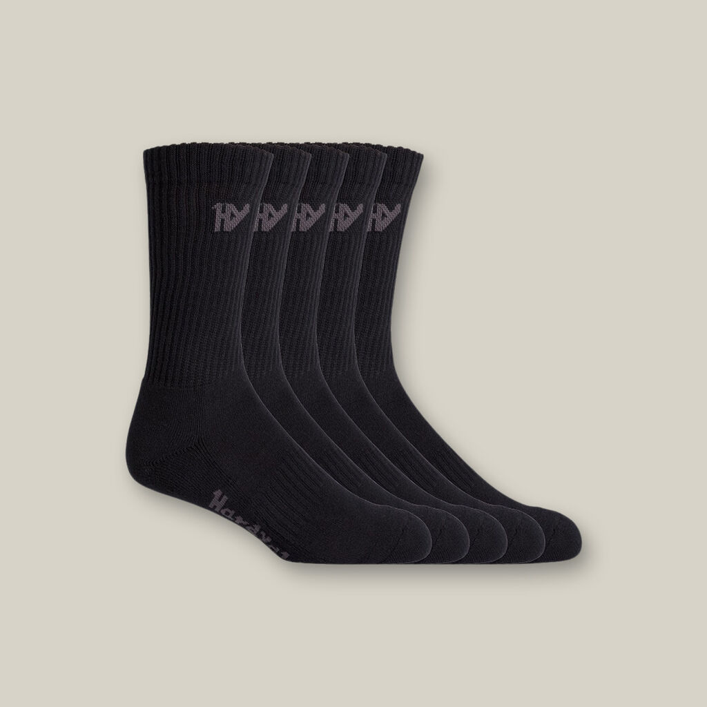 Padded Cotton Crew Work Sock (5 Pack) | Black - Hard Yakka - Beechworth Emporium