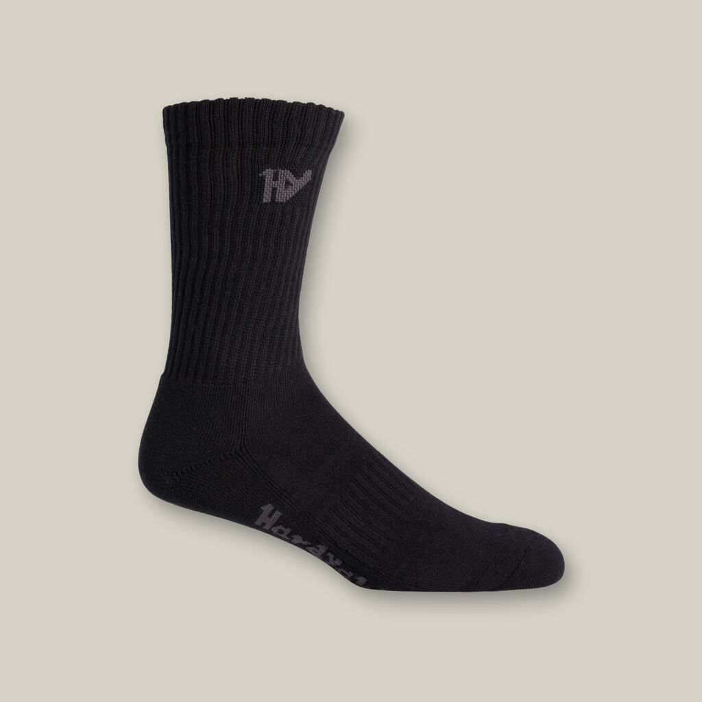 Padded Cotton Crew Work Sock (5 Pack) | Black - Hard Yakka - Beechworth Emporium