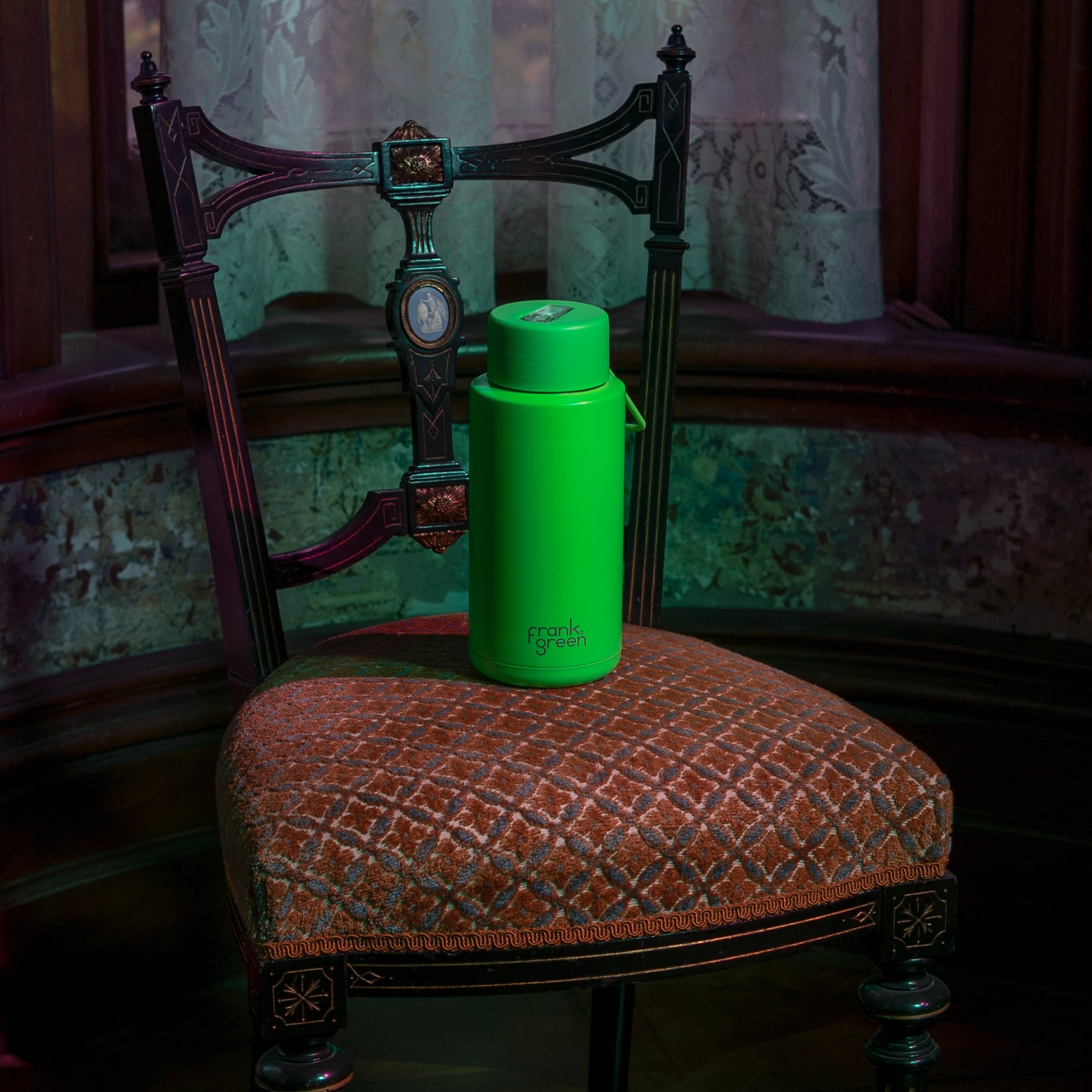Ceramic Reusable Bottle w Straw Lid 34oz | Neon Green - Frank Green - Beechworth Emporium