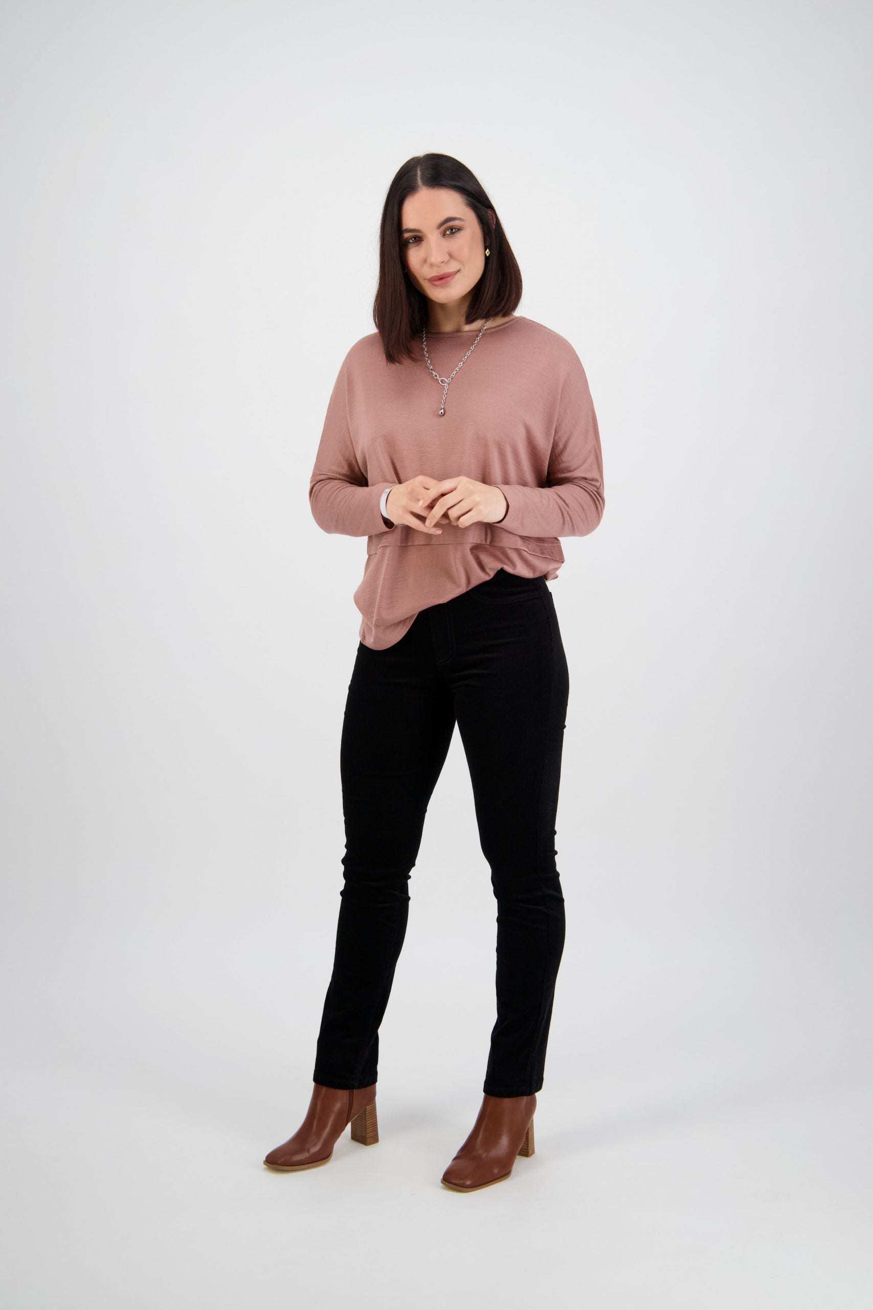 Slim Leg Full Length Cord Pull On | Black - - Beechworth Emporium