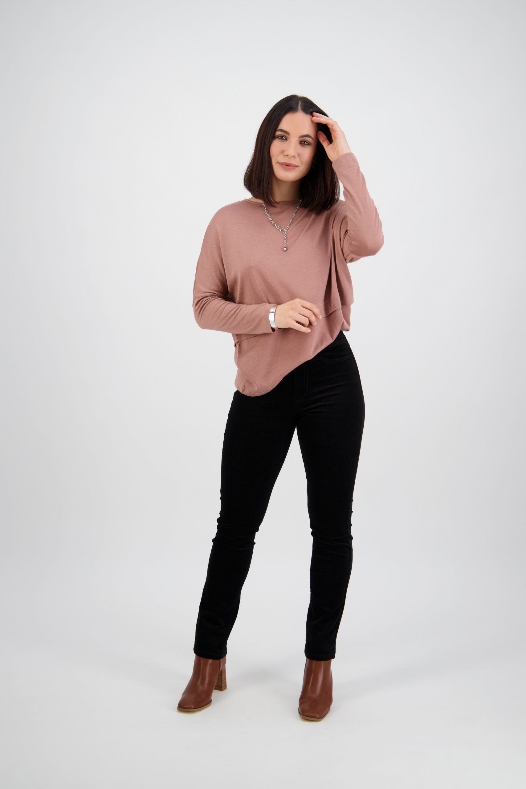 Slim Leg Full Length Cord Pull On | Black - - Beechworth Emporium