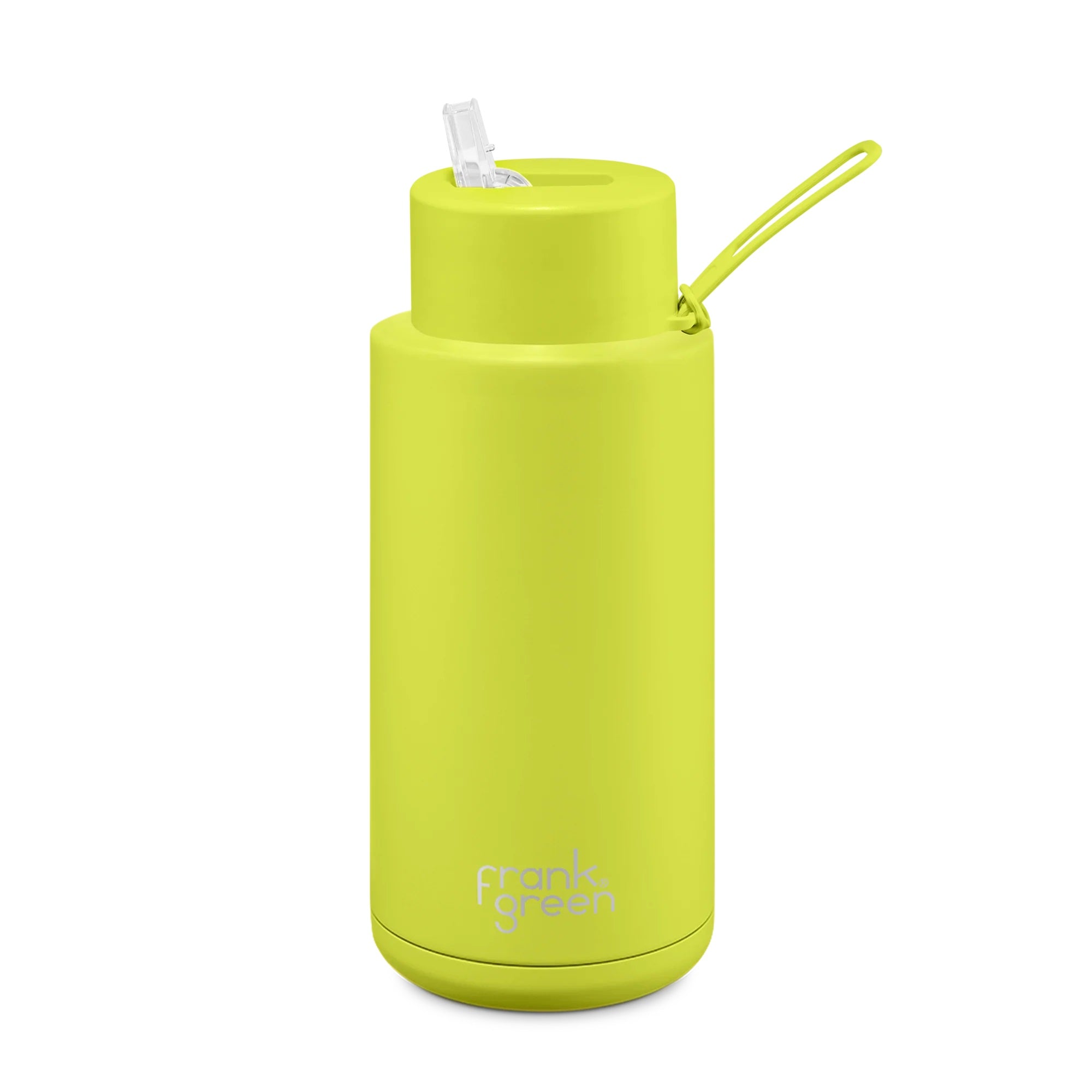 Ceramic Reusable Bottle w Straw Lid 34oz | Neon Yellow - Frank Green - Beechworth Emporium
