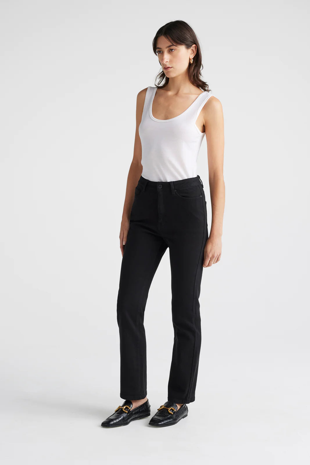 High Rise Straight Leg MERINO-DENIM™ Jean | Black - Toorallie - Beechworth Emporium