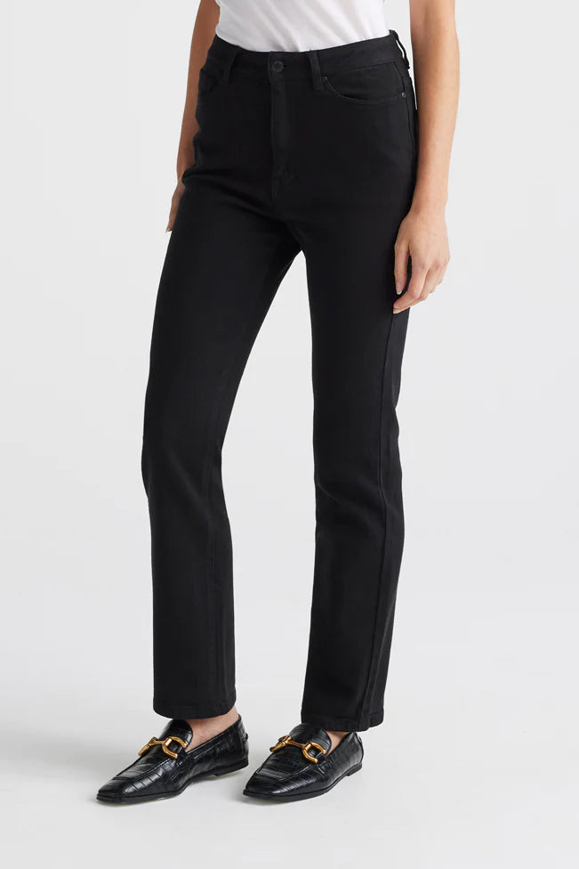 High Rise Straight Leg MERINO-DENIM™ Jean | Black - Toorallie - Beechworth Emporium