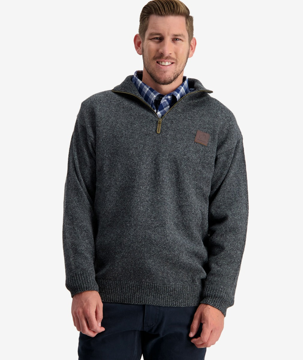 Mariner Zip Neck Sweater | Charcoal Marle - Swanndri - Beechworth Emporium