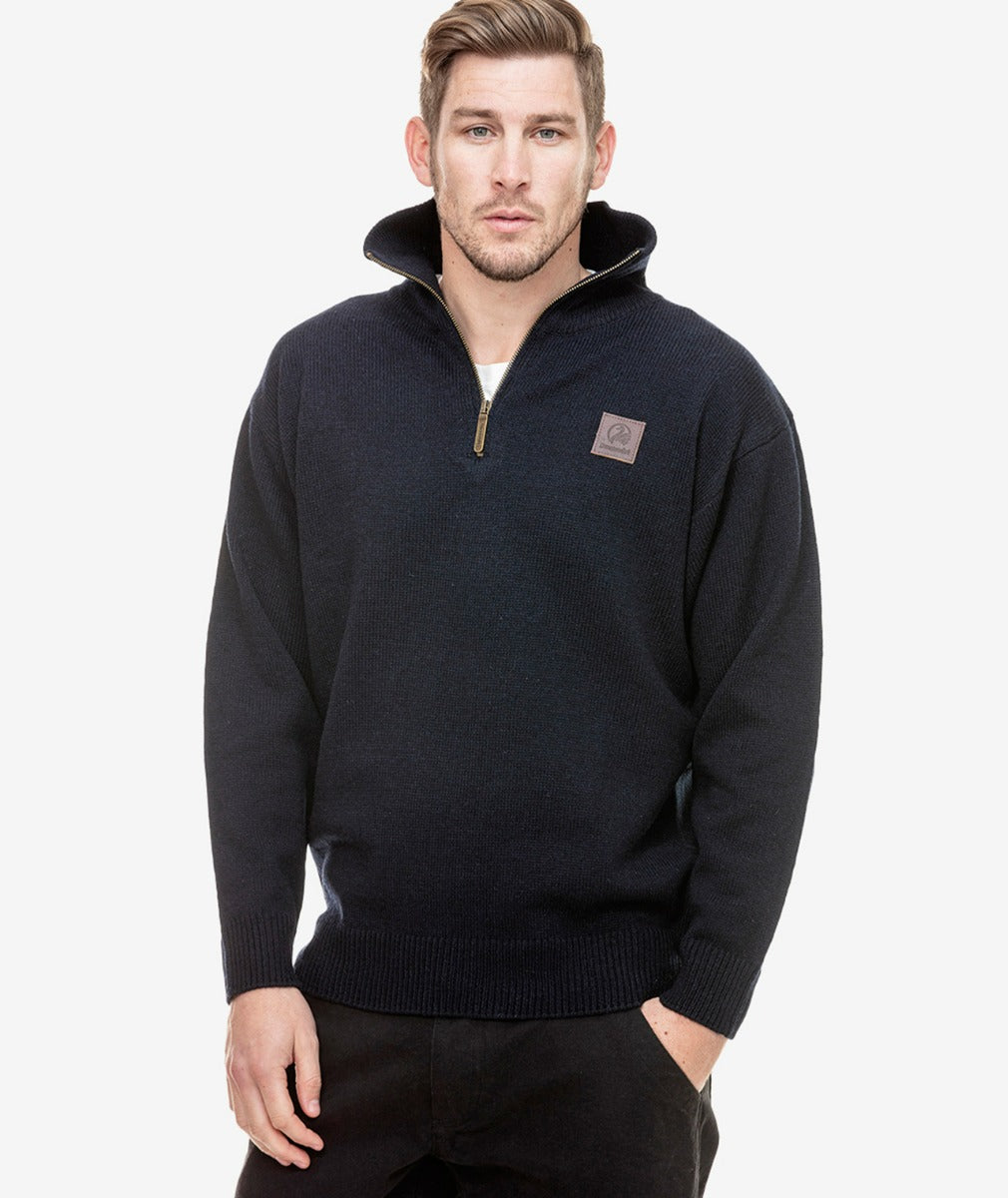 Mariner Zip Neck Sweater | Navy - Swanndri - Beechworth Emporium