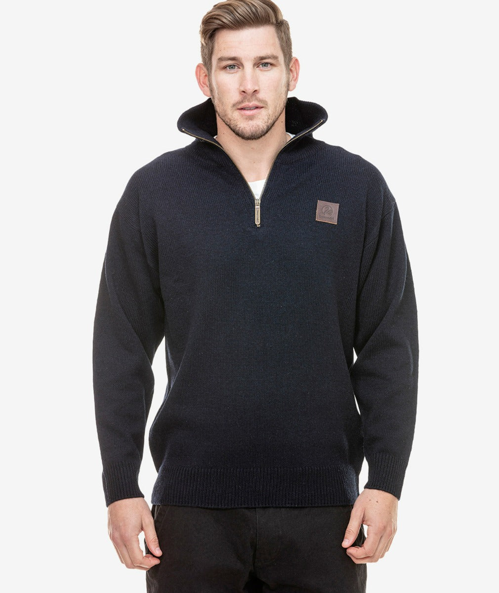 Mariner Zip Neck Sweater | Navy - Swanndri - Beechworth Emporium