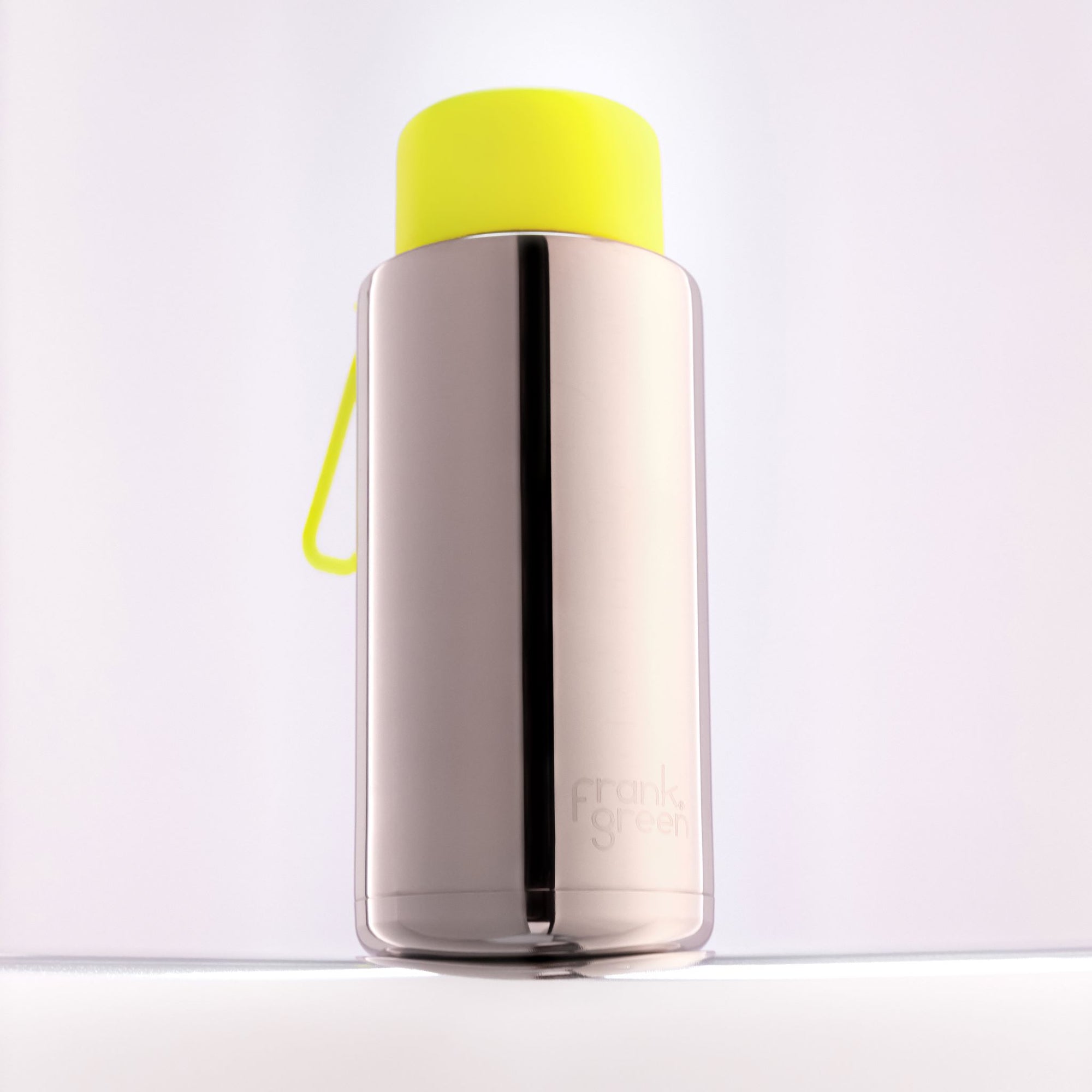 Chrome Ceramic Reusable Bottle w Straw Lid 34oz  | Chrome Silver - Frank Green - Beechworth Emporium
