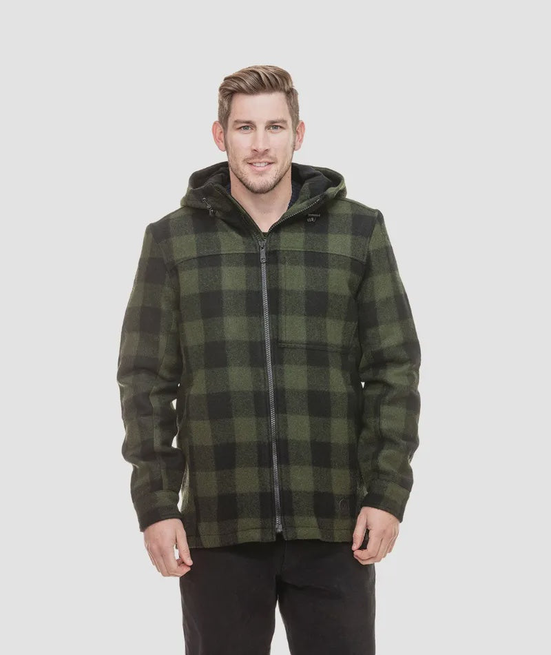Hudson Hoodie | Olive Check - - Beechworth Emporium