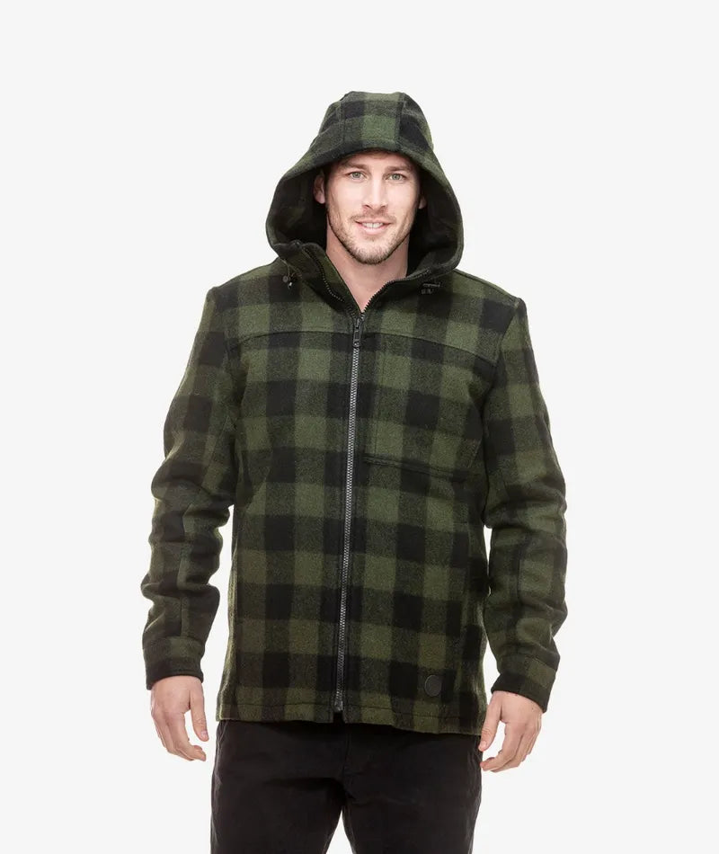Hudson Hoodie | Olive Check - - Beechworth Emporium
