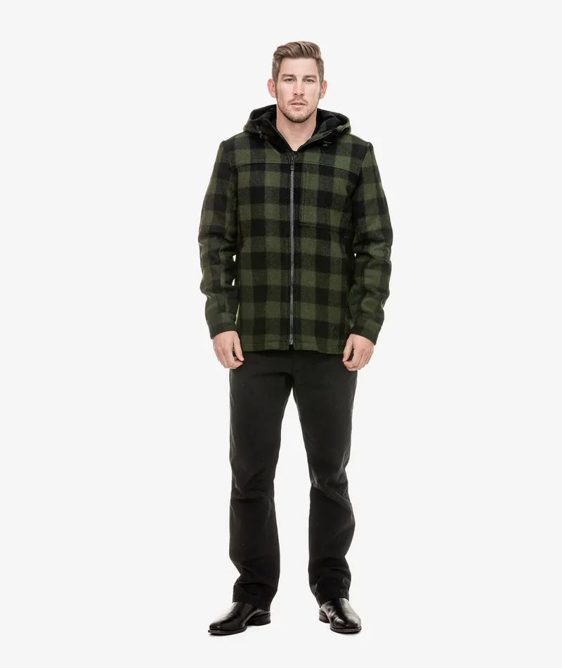 Hudson Hoodie | Olive Check - - Beechworth Emporium