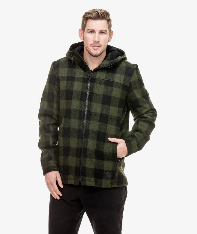 Hudson Hoodie | Olive Check - - Beechworth Emporium