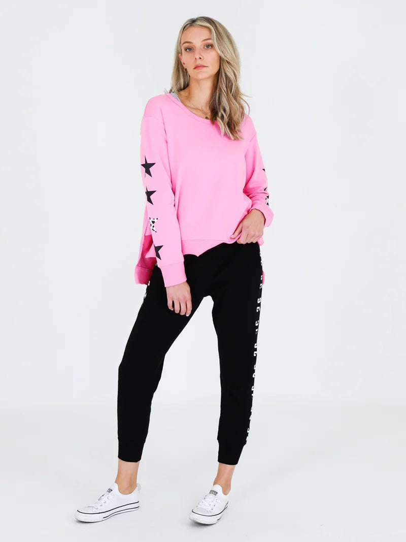 Rhodes Leopard Star Print Sweatshirt | Fondant Pink