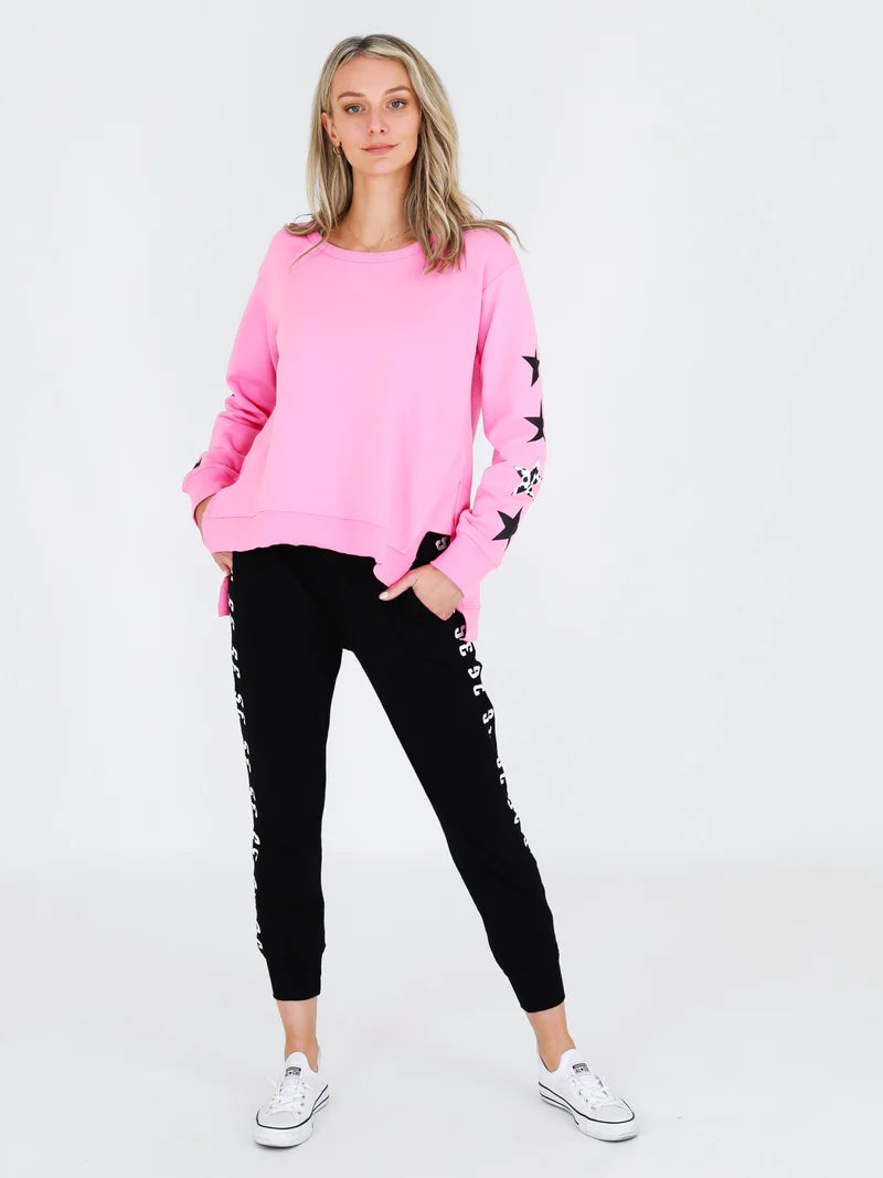 Rhodes Leopard Star Print Sweatshirt | Fondant Pink