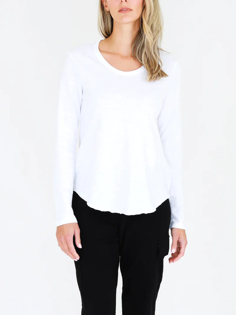 Penola Long Sleeve Essentials T-Shirt | White